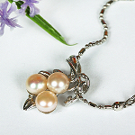 Perlenkette, Halskette Süßwasserperlen, platiniert, 4162